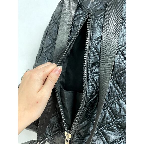 SONDRA ROBERTS SQUARED Black Quilted Purse Backpacks 12.5"x13.5" - Picture 5 of 12
